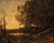 让 巴蒂斯特 卡米耶 柯罗 : Evening - Distant Tower